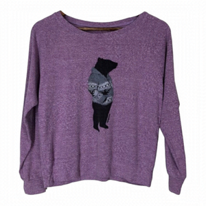 4/$45 WESTCOASTTEES Purple Cowichan Bear Print Light Top Small
